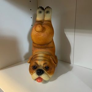 Vintage Adorable Bulldog Labrador Figurine Yoga 9”tall